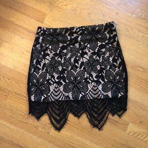 Black Express Lace and Nude Skirt